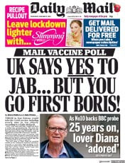 Daily Mail () Newspaper Front Page for 11 November 2020