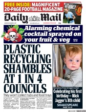 Daily Mail () Newspaper Front Page for 11 December 2017