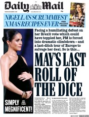 Daily Mail () Newspaper Front Page for 11 December 2018