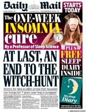 Daily Mail () Newspaper Front Page for 11 February 2017