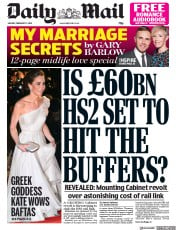 Daily Mail () Newspaper Front Page for 11 February 2019