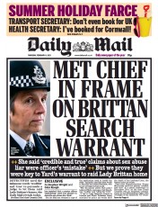 Daily Mail () Newspaper Front Page for 11 February 2021