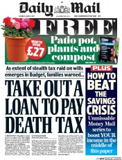Daily Mail () Newspaper Front Page for 11 March 2017