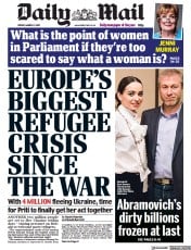 Daily Mail () Newspaper Front Page for 11 March 2022