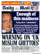 Daily Mail () Newspaper Front Page for 11 April 2016