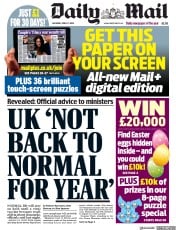 Daily Mail () Newspaper Front Page for 11 April 2020