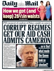 Daily Mail () Newspaper Front Page for 11 May 2016