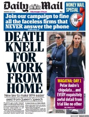Daily Mail () Newspaper Front Page for 11 May 2022