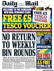 Daily Mail () Newspaper Front Page for 11 June 2011