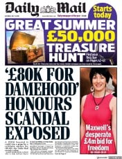 Daily Mail () Newspaper Front Page for 11 July 2020