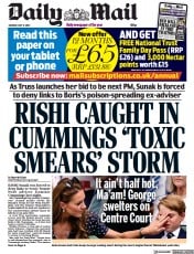 Daily Mail () Newspaper Front Page for 11 July 2022