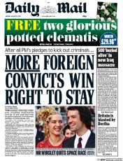 Daily Mail () Newspaper Front Page for 11 August 2014