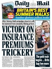 Daily Mail () Newspaper Front Page for 11 August 2016