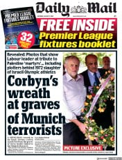 Daily Mail () Newspaper Front Page for 11 August 2018