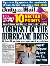 Daily Mail () Newspaper Front Page for 11 September 2017