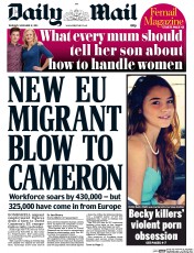 Daily Mail () Newspaper Front Page for 12 November 2015