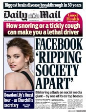 Daily Mail () Newspaper Front Page for 12 December 2017