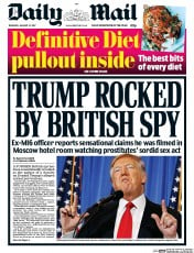 Daily Mail () Newspaper Front Page for 12 January 2017