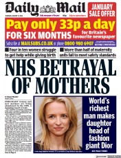 Daily Mail () Newspaper Front Page for 12 January 2023