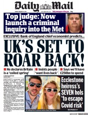 Daily Mail () Newspaper Front Page for 12 February 2021