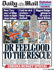 Daily Mail () Newspaper Front Page for 12 March 2020