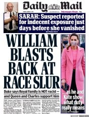 Daily Mail () Newspaper Front Page for 12 March 2021