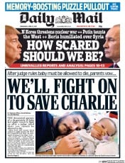 Daily Mail () Newspaper Front Page for 12 April 2017