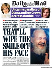 Daily Mail () Newspaper Front Page for 12 April 2019