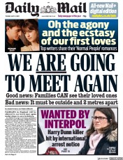 Daily Mail () Newspaper Front Page for 12 May 2020