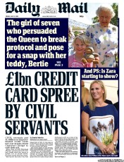 Daily Mail () Newspaper Front Page for 12 July 2013