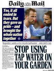 Daily Mail () Newspaper Front Page for 12 July 2018