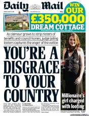Daily Mail () Newspaper Front Page for 12 August 2011