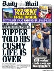 Daily Mail () Newspaper Front Page for 12 August 2016