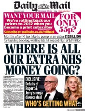Daily Mail () Newspaper Front Page for 12 August 2022