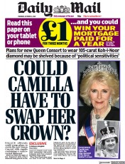 Daily Mail () Newspaper Front Page for 13 October 2022