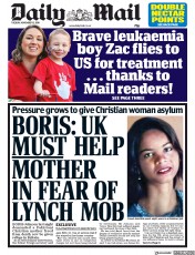 Daily Mail () Newspaper Front Page for 13 November 2018