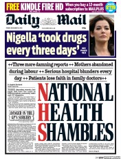 Daily Mail () Newspaper Front Page for 13 December 2013
