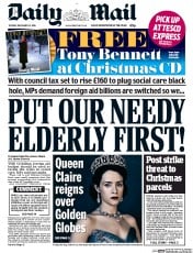 Daily Mail () Newspaper Front Page for 13 December 2016