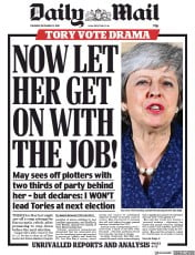 Daily Mail () Newspaper Front Page for 13 December 2018