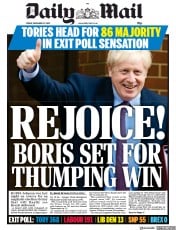 Daily Mail () Newspaper Front Page for 13 December 2019