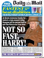Daily Mail () Newspaper Front Page for 13 January 2020