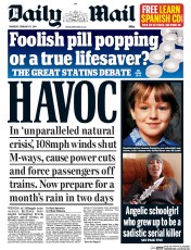 Daily Mail () Newspaper Front Page for 13 February 2014