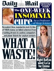 Daily Mail () Newspaper Front Page for 13 February 2017