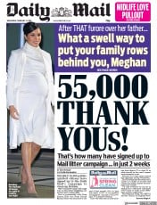 Daily Mail () Newspaper Front Page for 13 February 2019