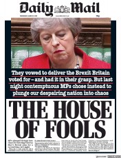Daily Mail () Newspaper Front Page for 13 March 2019
