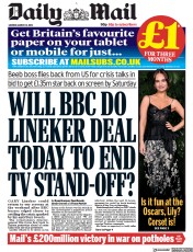 Daily Mail () Newspaper Front Page for 13 March 2023