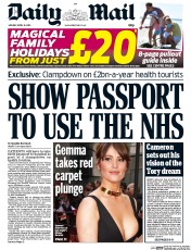 Daily Mail () Newspaper Front Page for 13 April 2015