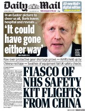 Daily Mail () Newspaper Front Page for 13 April 2020