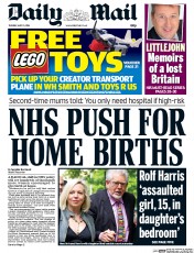 Daily Mail () Newspaper Front Page for 13 May 2014