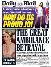Daily Mail () Newspaper Front Page for 13 July 2017